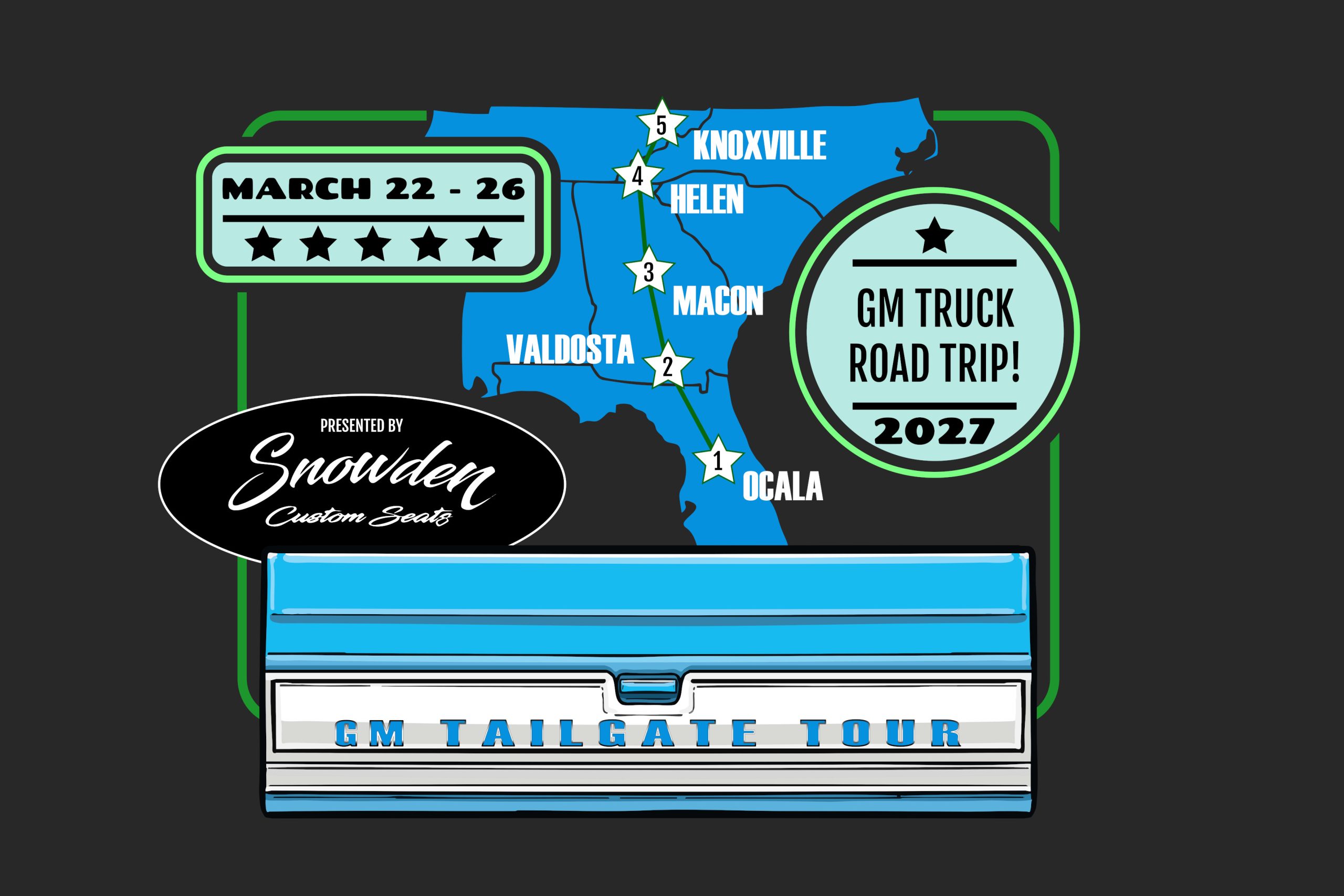 Tailgate Tour Route Map 2027 2025 GM Tailgate Tour logo